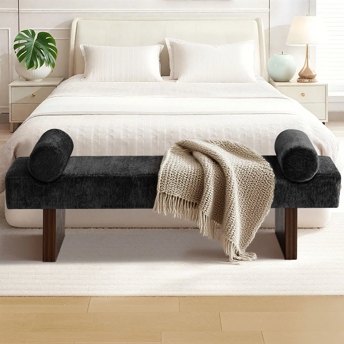 60″ Chenille Upholstered Entryway / Bedroom /Dining Bench